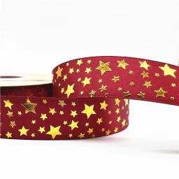 5 jardas 25mm poliéster fita de impressão estrelas fita para design artesanal arco casamento decoração natal diy bift caixa embalagem - Image 4