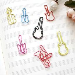 Metal colorido Marcador Clipe de Papel, Guitarra e Violino, Trombone Shaped, Bill Música, 10pcs - Image 1