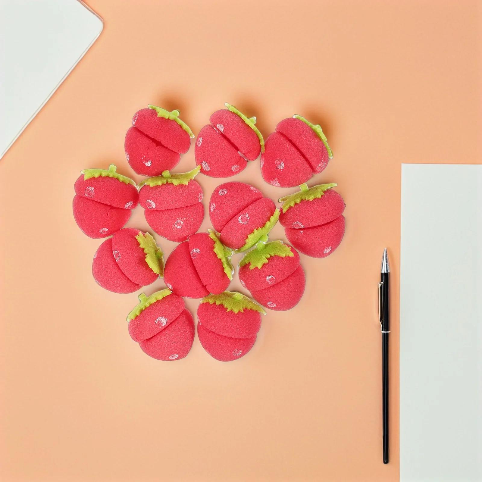 18 pçs rolos de cabelo de morango rolos de esponja macia para cachos sem calor durante a noite ferramenta de estilo suave para mulheres-amigável ao viagem - Image 1