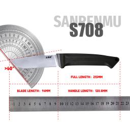SANRENMU-Faca de lâmina fixa, S708, 12C27, acampamento ao ar livre, caça, sobrevivência, pesca, utilitário tático com bainha, EDC Tool Knives - Image 5