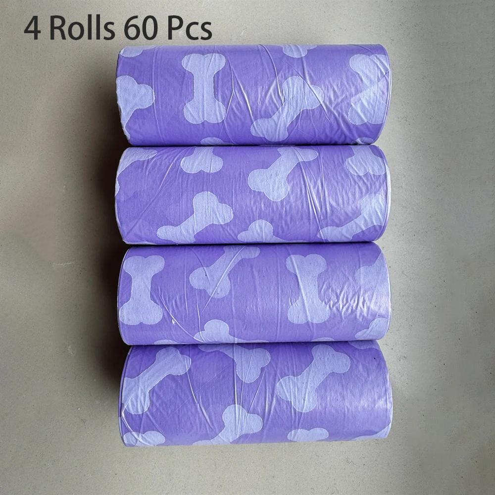 Impressão óssea Dog Poop Bag, Pet Lixo Bag, suprimentos biodegradáveis biodegradáveis, limpeza ao ar livre, 4 Rolls, 60Pcs - Image 1