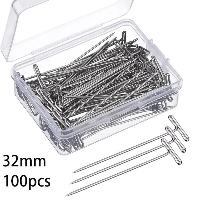 Pinos de Aço Inoxidável em Forma de T para Costura e Tricô - Ferramentas de Posicionamento para Perucas e Trabalhos Manuais