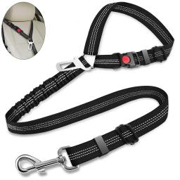 Cinto de segurança do carro do cão retrátil, Cinto de segurança do carro do cão 3in 1, Reflective Elastic Nylon Pet Seat Belt para o veículo - Image 1