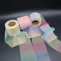 Arco-íris Gradiente Tule Fita Rolo, DIY Artesanato Artesanal, Ornamento De Cabelo, Decoração De Cozimento, Glitter Mesh, Suprimentos De Tecido, 6cm - Image 4