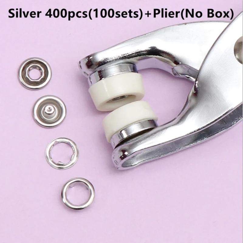 Botões de pressão metálicos coloridos, ferramenta alicate, botão de costura, kit de fixação espessa, suprimentos DIY artesanato, roupas saco, 400 pcs, 800pcs - Image 1