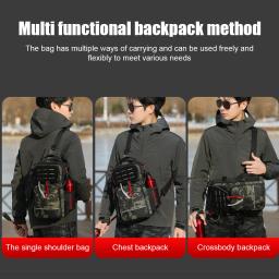 Leve mochila pesca com suporte Rod e vários bolsos, resistente à água ao ar livre pesca ombro Pack - Image 2