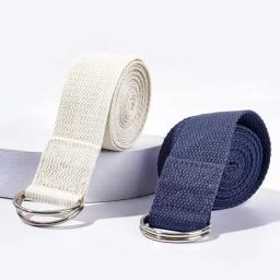1.8m x 3.8cm ajustável d-ring fivela yoga cinta dá flexibilidade para alongamento de yoga tiras de exercício de algodão duráveis - Image 1