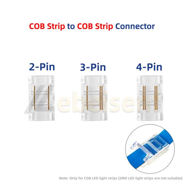 5 pces 2pin 3pin 4pin cob led conector tira para tira fio de conexão rápida sem área escura para fob flexível 2 3 4 pinos fita de iluminação