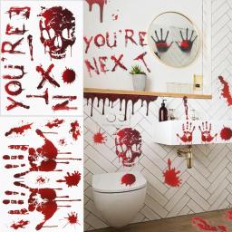 Halloween Decoração Assustador Adesivo, Parede Assustador Horror, Pegada Handprint, Sangue, Crânio, Janela - Image 1