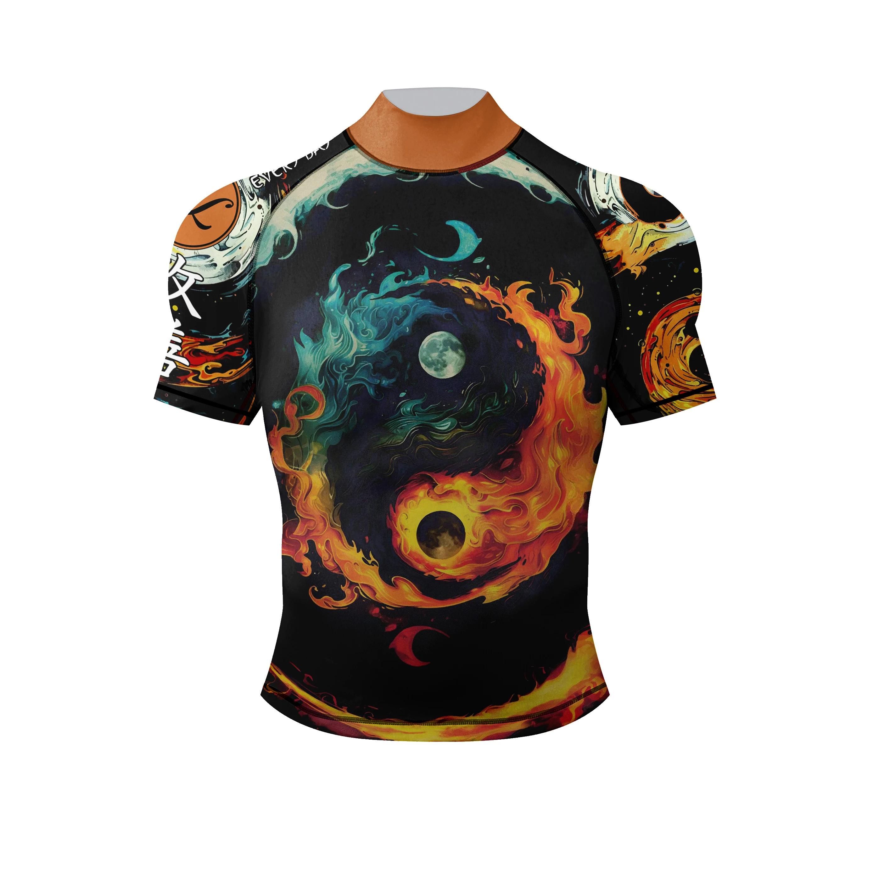 Desgaste de artes marciais feito sob medida para homens, pescoço simulado quente, terno protetor de Rash MMA, BJJ Fitness e grappling, conjuntos curtos, alta qualidade - Image 1