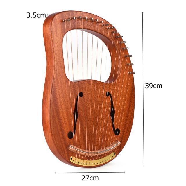 Madeira Lira Harpa com Carry Bag, Instrumento de Madeira Sólida Cordas, 16-String Tuning, Wrench Limpeza, Cordas de metal