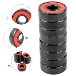 Rolamentos cerâmicos pretos de alta velocidade 608rs, 8 peças com espaçador para skate inline, rolamentos, scooter, longboard, mistura - Image 5