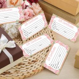 Rústico Rose Gift Certificate Cartões, Vouchers de papel, Dinheiro Titular, Certificado Personalizado Do Cliente Em Branco, 25Pcs, 4*9 Polegada - Image 6
