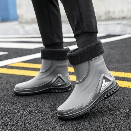 Botas de Chuva Masculinas Antiderrapantes Quentes Impermeáveis