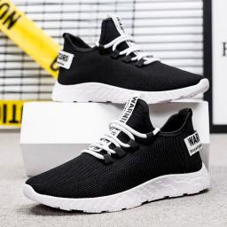 Homens tênis 2024 novo respirável rendas até sapatos de malha moda casual sem deslizamento sapatos vulcanizados tenis masculino - Image 4