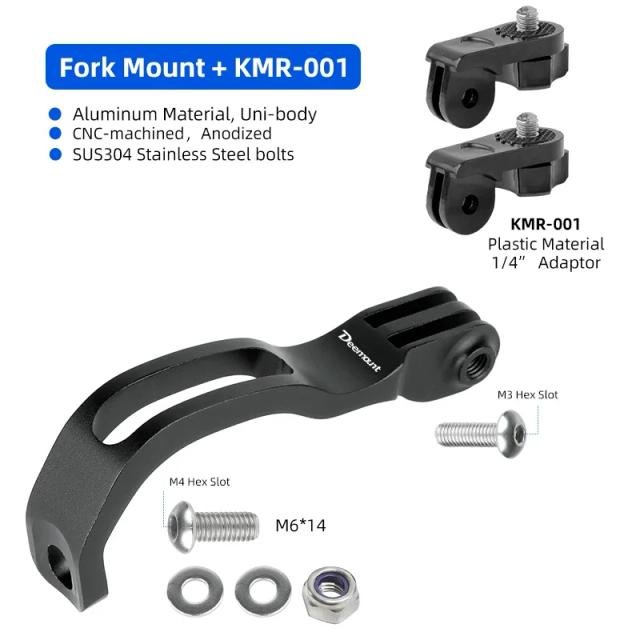 Suporte Multifuncional para Bicicleta: Luz Fronta, Montagem na Garfo, Suporte para Câmera Esportiva e Clip para GoPro - Ideal para MTB e Bicicletas Dobráveis Brompton