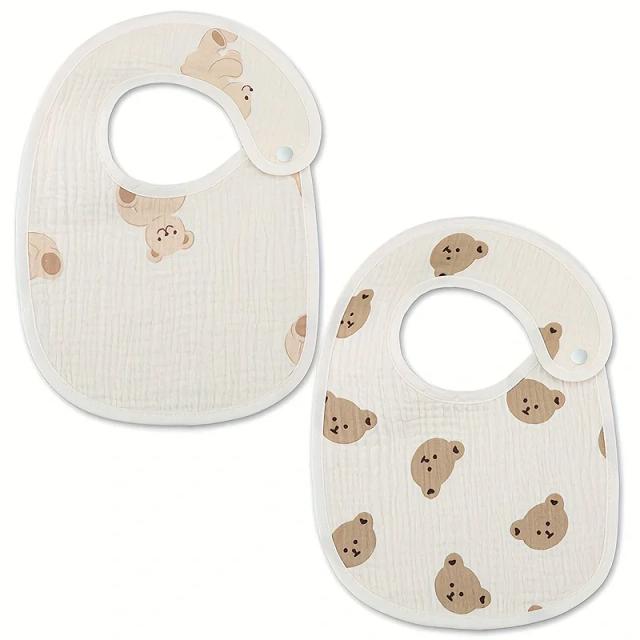 Babadores de Algodão para Bebê - Estampado - 2 Peças