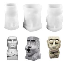 Moai pedra homem vela molde de silicone forma gesso escultura arte aromaterapia gesso casa decoração molde presente casamento artesanal - Image 4