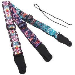 Correia de guitarra ajustável, estilo nacional, padrão de flores, cinto acústico, popular, elétrico, baixo, acessórios - Image 2