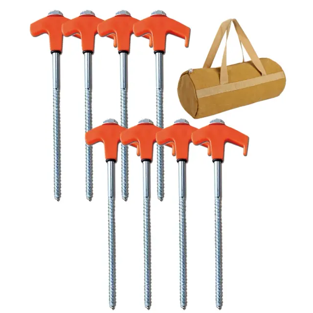 Parafuso Resistente para Estacas de Barracas com Brilho no Escuro - Conjunto com Saco de Armazenamento, Disponível em 4, 8, 20 e 25 cm