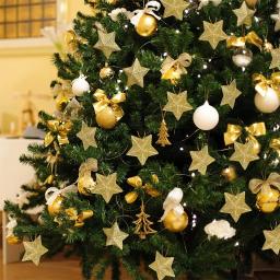 Glitter Star Ornamentos para Árvore de Natal, Pingente Pendurado, Decorações de Casa, Festa de Ano Novo, DIY, 6 peças por conjunto, 2025 - Image 2