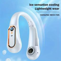 Ventilador de Pescoço Elétrico Pendurado, Ventilador de Display Digital, Neckband Bladesess, Mini Refrigerador de Ar Portátil, U - Image 2