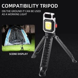 Lanterna LED Mini Super Bright USB Recarregável, Suporte dobrável, COB impermeável, Acampamento ao ar livre, Lanterna de pesca, Lanterna de pesca - Image 3