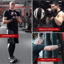 1 par de gel boxe luvas envoltório mão ajustável meio dedo luvas de apoio com alça de pulso longa MMA boxe mão engrenagem protetora - Image 6