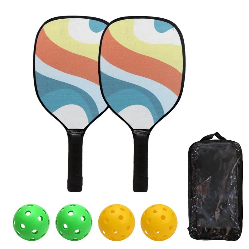 Conjunto de raquete de tênis com 4 bolas, madeira maciça, para esportes ao ar livre, praia, treinamento, 1 conjunto - Image 1
