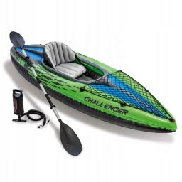 Caiaque inflável pronto para aventura para pesca e esportes aquáticos, jangada de pessoa única com pás, INTEX-68305 - Image 1