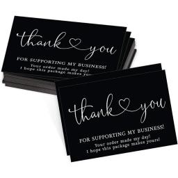 Cartão de agradecimento pelo seu pedido, Cartões preto e branco para apoiar os negócios, Pequena loja Decoração do presente, Cartão, 30 pcs, 50pcs - Image 1