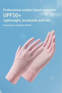 Protetor solar anti-UV gelo seda luvas finas, malha, respirável, pode ser aberto, ponta do dedo luvas de condução, verão, novo - Image 2