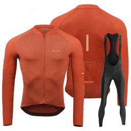 Rvouei conjunto de camisa de ciclismo de manga longa respirável calças bib ropa maillot ciclismo roupas de bicicleta mtb uniforme roupas masculinas - Image 6
