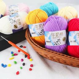 Fio de Crochet macio e quente para tricô, leite algodão, linha, bordado artesanal, DIY, 5 fios, 91 cores - Image 3