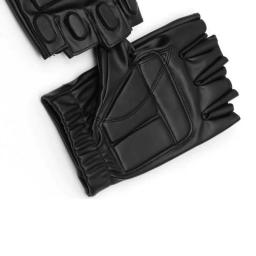 Luva de boxe de couro PU para homens, meio dedo, preto, lavável, ginásio, luta, escalada, esporte, fitness, ciclismo, luva, G141 - Image 3