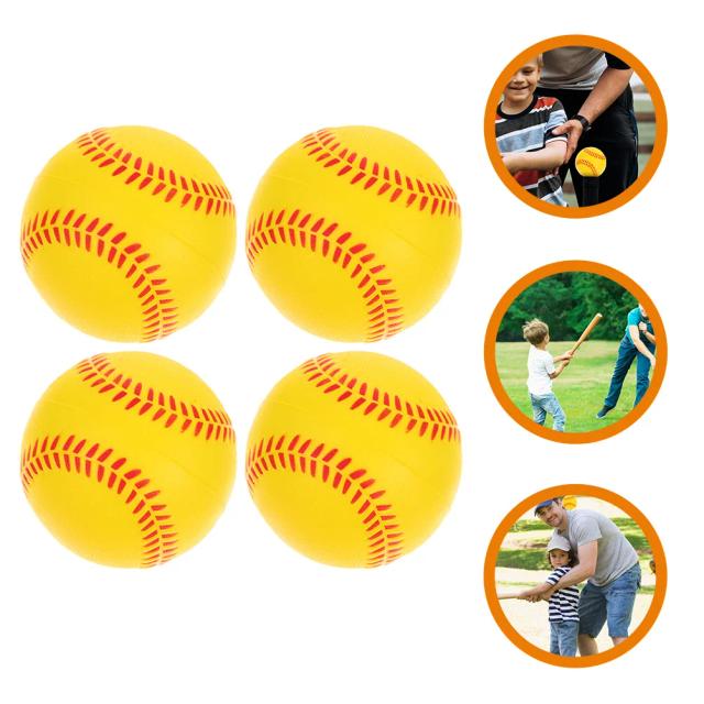Softballs de Esponja Macia para Treinamento Infantil - Conjunto com 4 Brinquedos de Beisebol para Crianças
