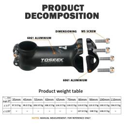 Toseek haste do guiador da bicicleta 60/70/80/90/100mm mtb haste 28.6mm 31.8mm potência negativa mtb mesa de bicicleta de estrada leve - Image 3