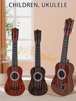 Guitarra Ukulele Clássica com Pás para Crianças, Instrumento Musical, Aprendizagem Educacional Precoce, Atrações Ajustáveis, 2 Cores - Image 2