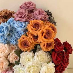 Bouquet Rosa Artificial com Camélia, Decoração Do Casamento, Cena Exibição, Presente Floral, Rosa, Branco, 9 Cabeças - Image 3