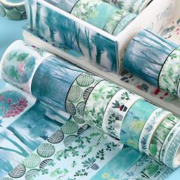 Conjunto De Fita Adesiva Washi, Adesivos De Papel Japoneses, Washitape Flor De Scrapbooking, Famosa Série De Mar E Floresta, Estacionária, 10Pcs - Image 6