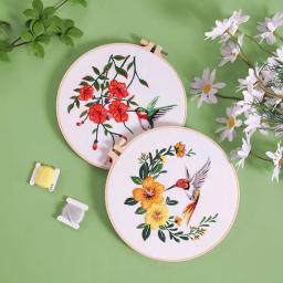 Kit Bordado para Artesanato, Conjunto de Costura Prático, Beija-flor e Flor, Cross Stitch Starter Kits com Padrões e Instruções - Image 2