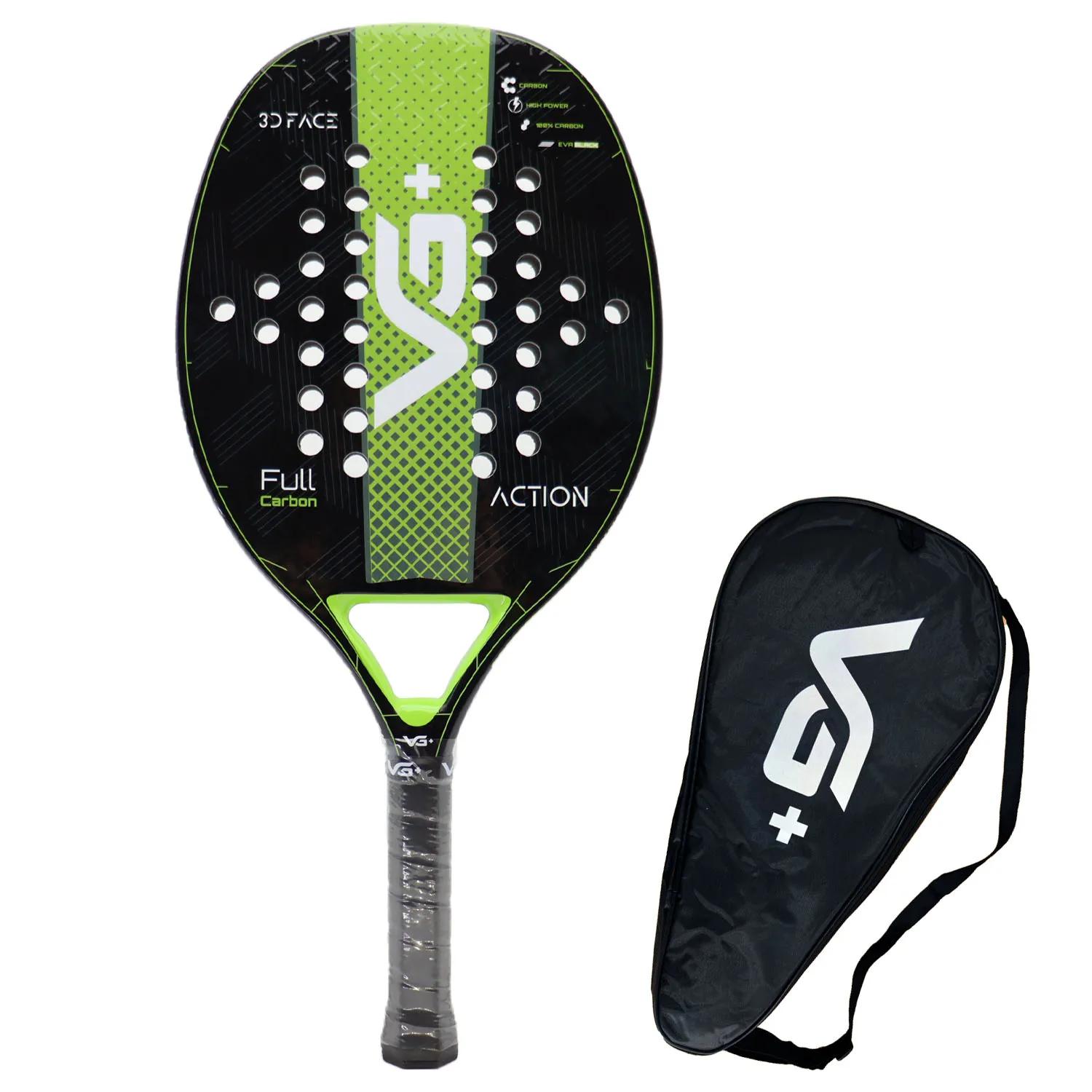 Raquete de tênis de praia kevlar/12k/carbono com superfície 3d brilhante alça antiderrapante para esportes de praia e prática com bolsa de cobertura - Image 1