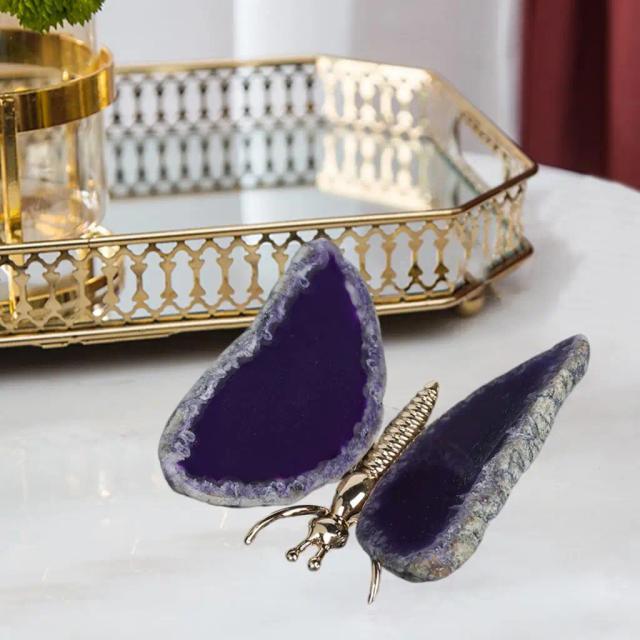Borboleta Decorativa com Pedras Preciosas para Colecionadores - Estatueta Elegante para Escritório e Sala de Estar