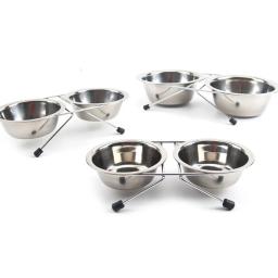 Cão tigela de aço inoxidável cão de estimação gato duplo tigelas suporte de ferro comida comida de água pratos alimentador suprimentos para animais de estimação tigela cão dogfood - Image 6
