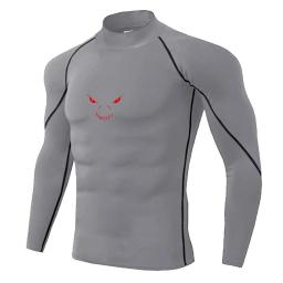 Camisa de manga comprida de compressão masculina, gola alta, treinamento de ginástica, corrida, secagem rápida, musculação, roupas esportivas - Image 5