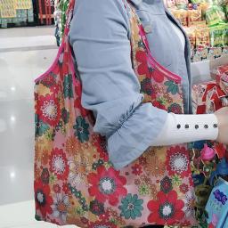 Grande bolsa de compras dobrável, Eco Bag reutilizável, Sacos de armazenamento portátil de frutas e legumes, Bolsa de impressão de gato - Image 2
