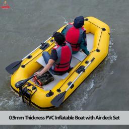 Amarelo PVC Barco Inflável com Air Deck Bottoms Set, 1 a 5 Pessoas, Esportes Aquáticos, Pesca Rio Lago, Rafting Acessório, 0,9mm - Image 1