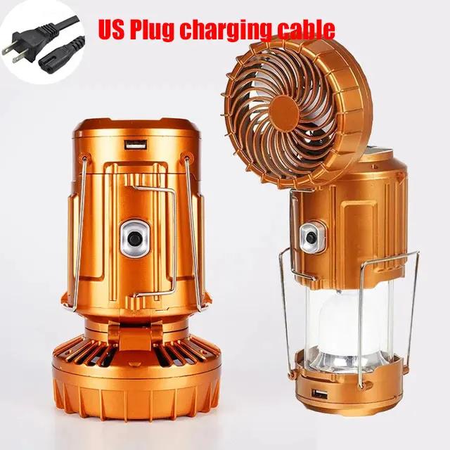 Lanternas de acampamento portáteis com ventilador elétrico, LED, energia solar, barraca suspensa, recarregável, lâmpada de emergência ao ar livre, 1500mAh - Image 1