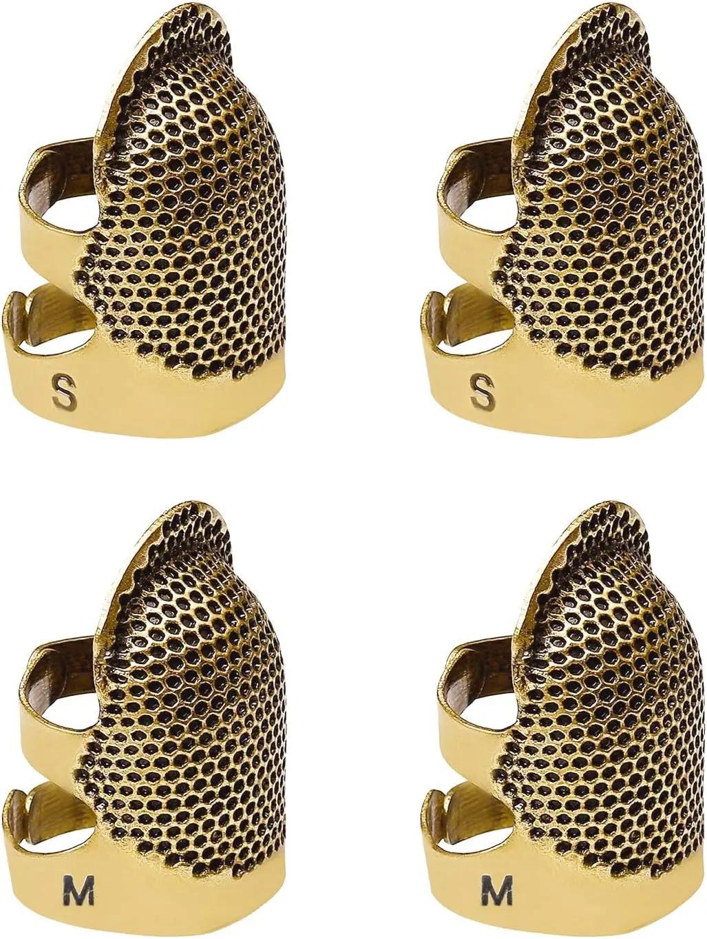 Costura dedal dedo protetor, escudo de metal ajustável, agulhas, acessórios de costura, diy, 4 pack - Image 1