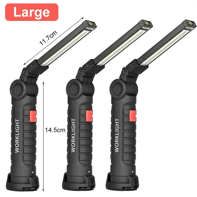 Lanterna Recarregável USB Multifuncional Dobrável para Trabalho e Acampamento com Bateria Embutida e Imã